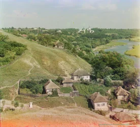 Putyvl, Ukraine on the River Seim, with Molchanskii Monastery in the Distance